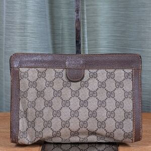 Gucci Brown and Tan Monogram Toiletry Bag